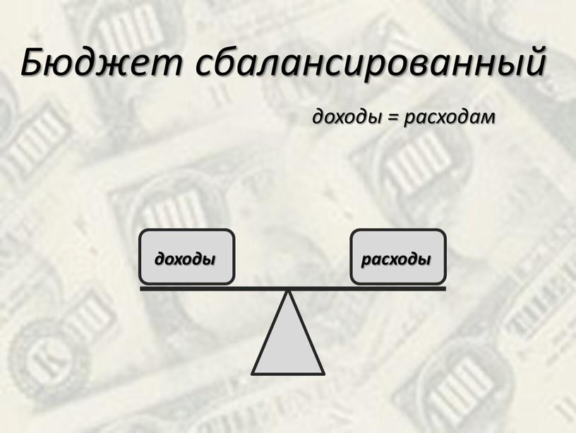 Бюджет сбалансированный доходы расходы доходы = расходам