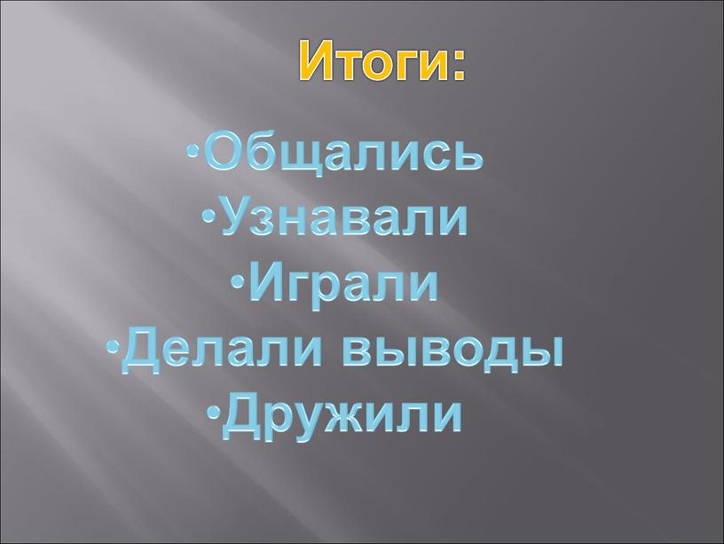 Итоги: Общались Узнавали Играли