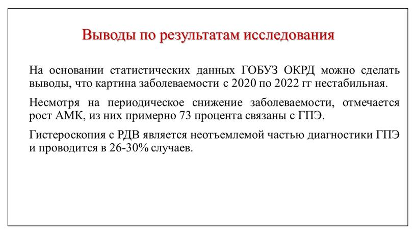 Выводы по результатам исследования