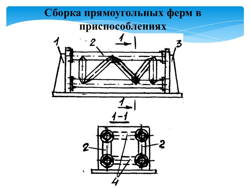 Сборка прямоугольных ферм в приспособлениях