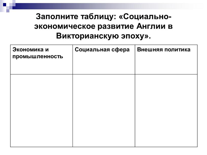 Заполните таблицу: «Социально-экономическое развитие