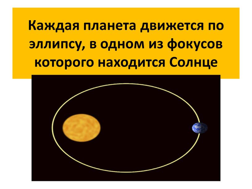 Каждая планета движется по эллипсу, в одном из фокусов которого находится