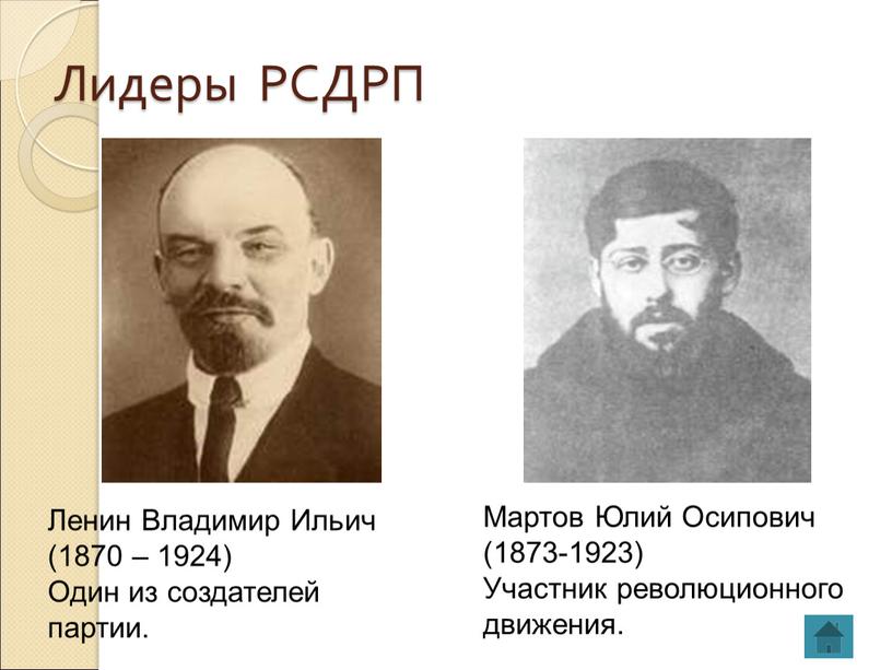 Лидеры РСДРП Мартов Юлий Осипович (1873-1923)