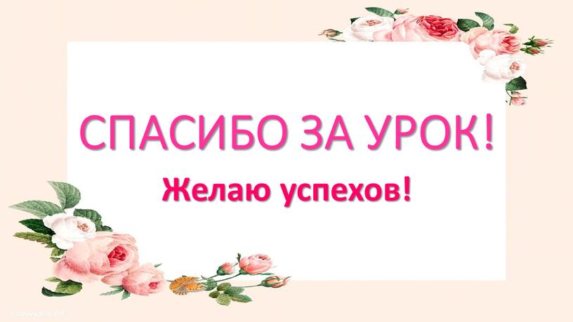 СПАСИБО ЗА УРОК! Желаю успехов!