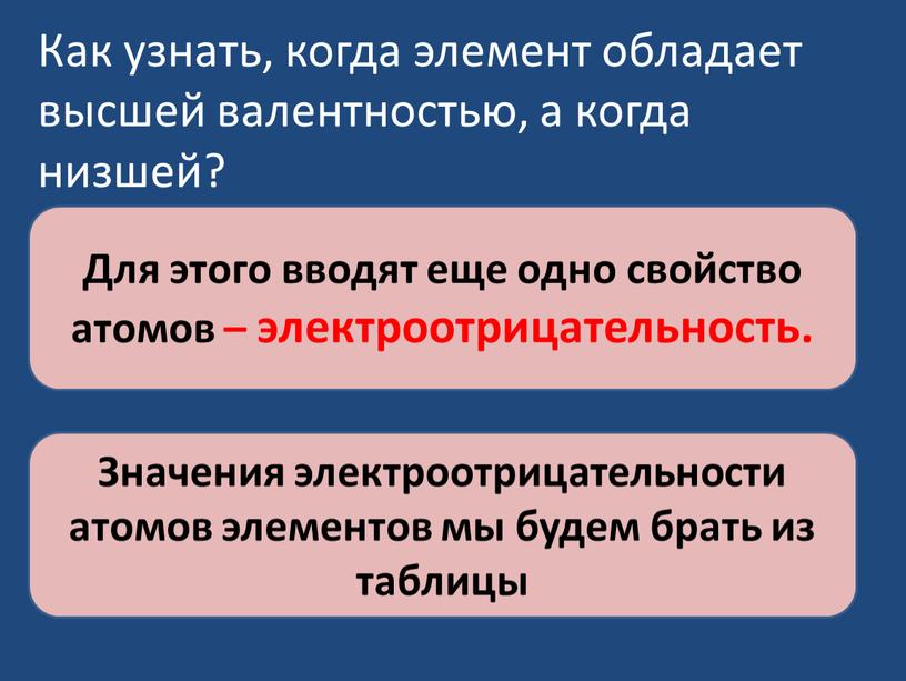 Как узнать, когда элемент обладает высшей валентностью, а когда низшей?