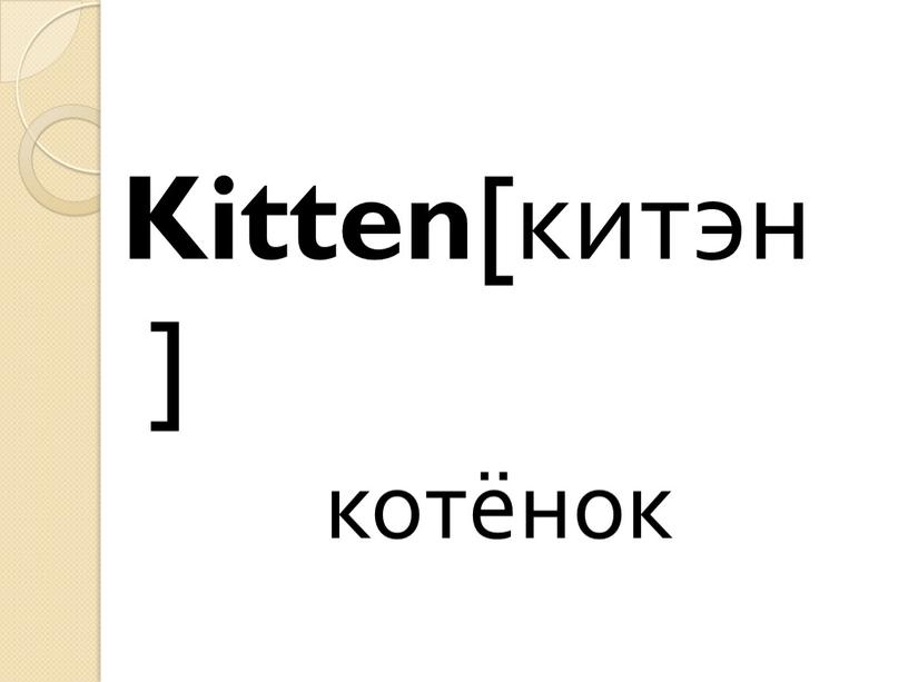 Kitten [китэн ] котёнок