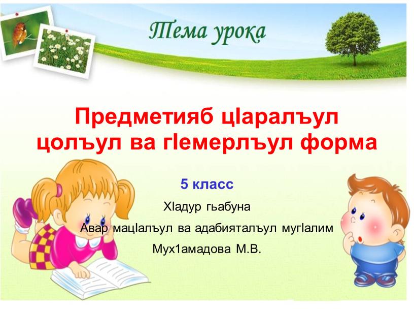 Предметияб цIаралъул цолъул ва гIемерлъул форма 5 класс