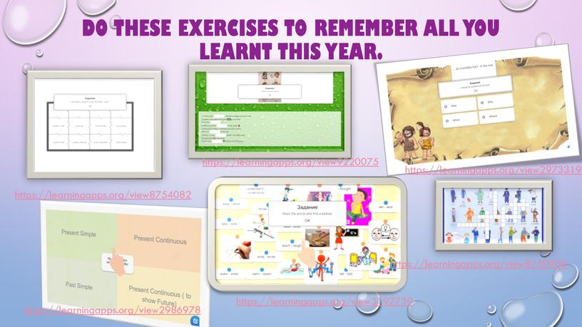 Do these exercises to remember all you learnt this year