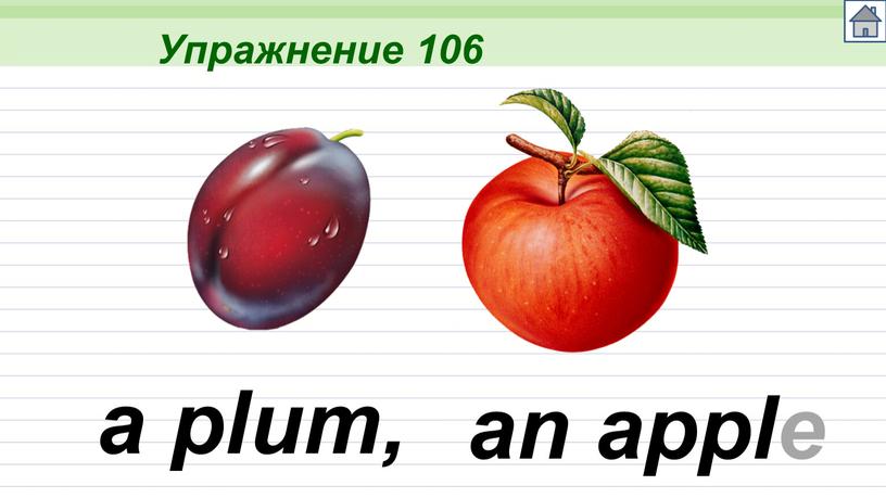 Упражнение 106 a plum, an apple