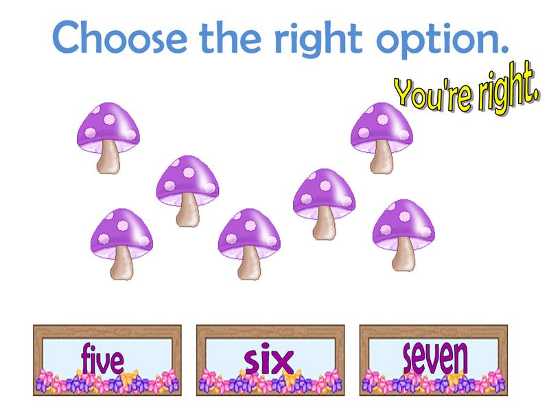 Choose the right option. You're right