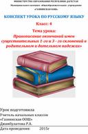 Тема урока:  «Правописание окончаний имен существительных 1-го и 3 - го склонений в родительном и дательном падежах»