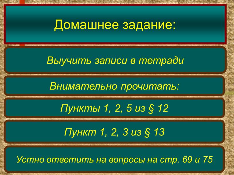 Домашнее задание: Выучить записи в тетради