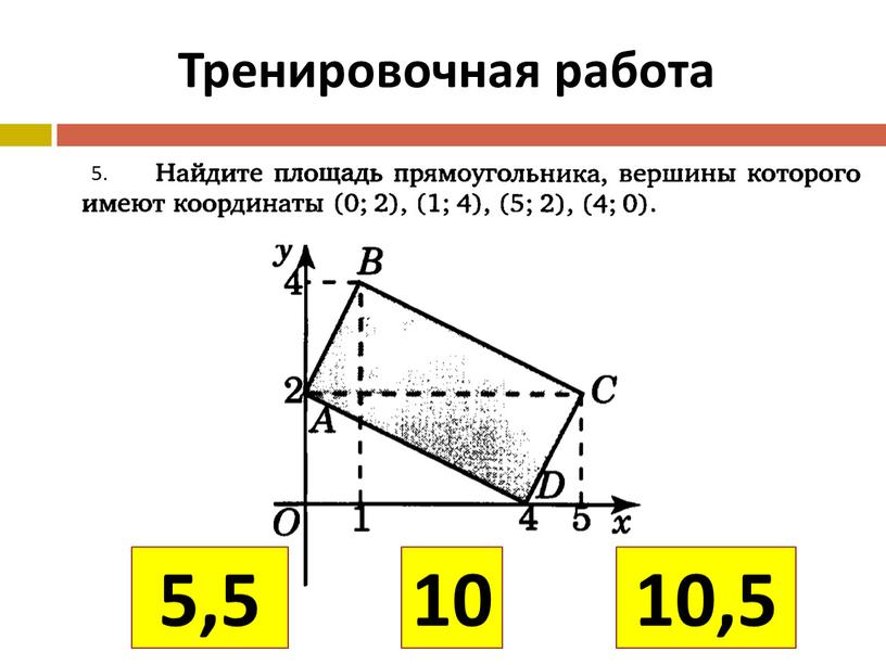 Тренировочная работа 5. 10 10,5 5,5