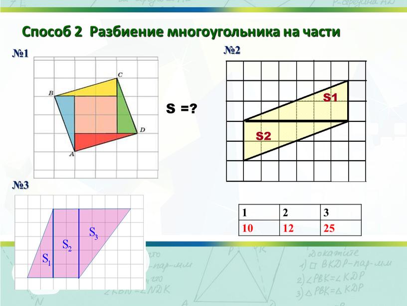 Способ 2 Разбиение многоугольника на части