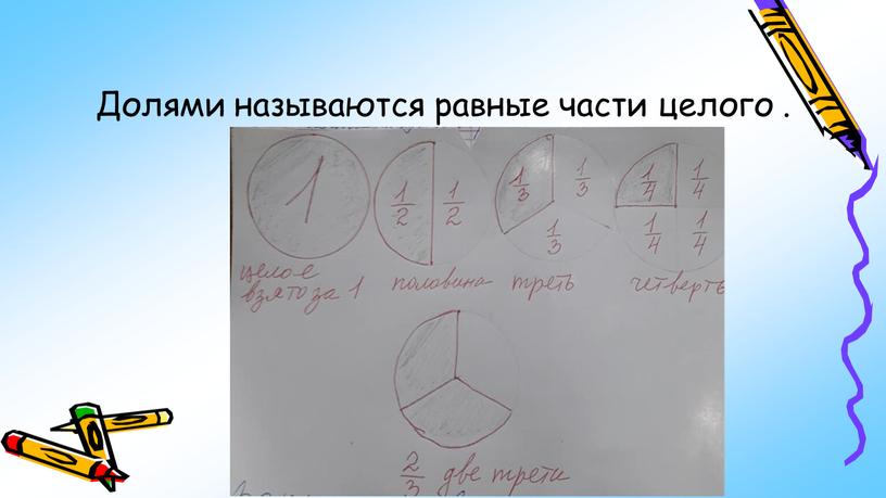 Долями называются равные части целого