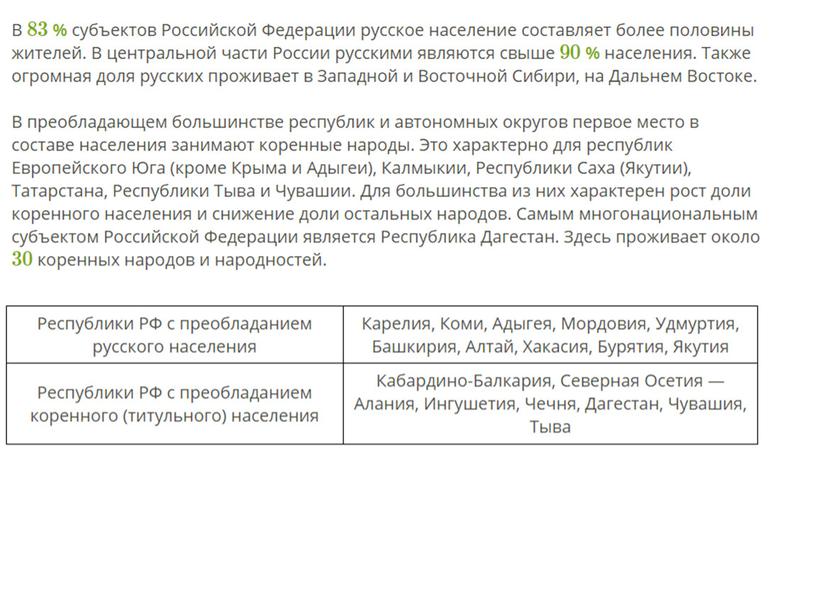 География 8 класс народы России