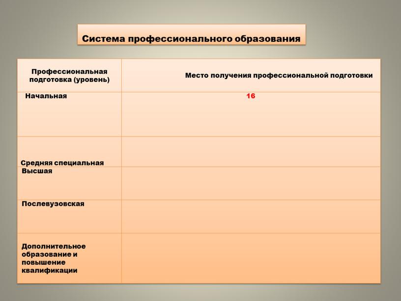 Система профессионального образования