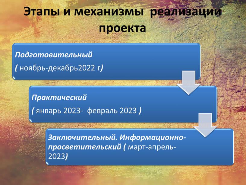 Этапы и механизмы реализации проекта