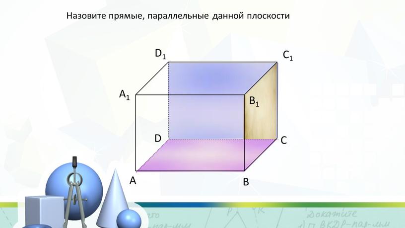 А В С D D1 С1 В1 А1 Назовите прямые, параллельные данной плоскости