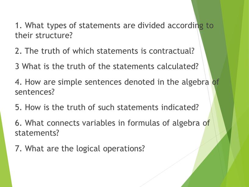 What types of statements are divided according to their structure? 2