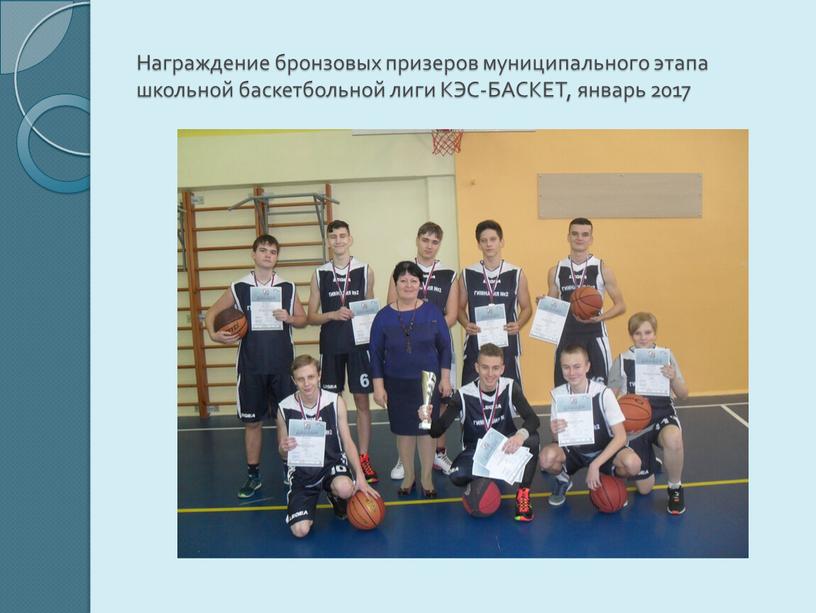 Награждение бронзовых призеров муниципального этапа школьной баскетбольной лиги