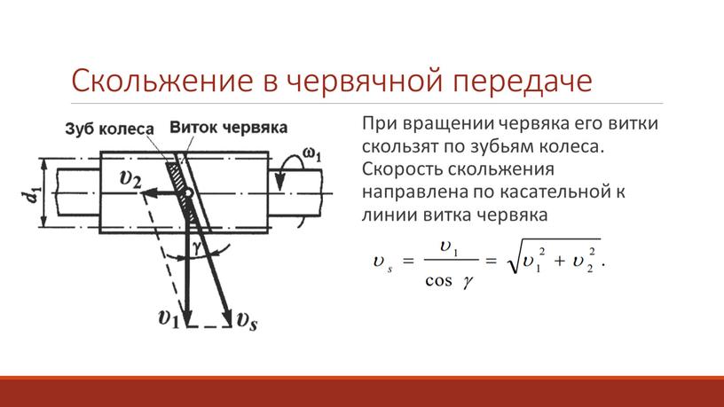 Скольжение в червячной передаче