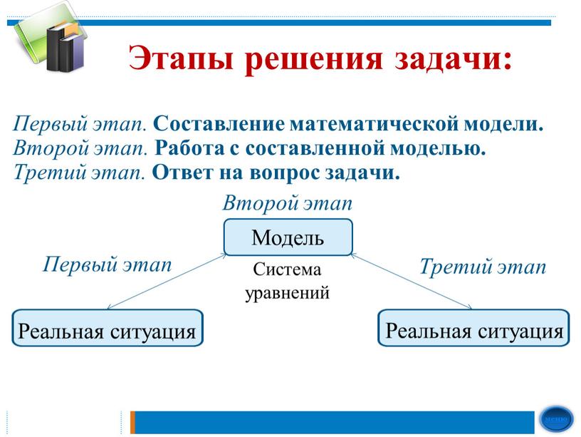 Этапы решения задачи: Первый этап