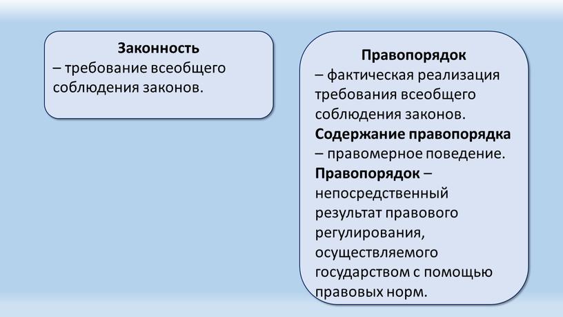 Законность – требование всеобщего соблюдения законов