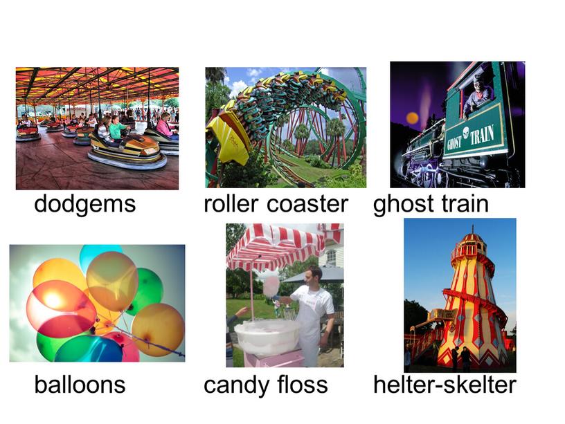 dodgems roller coaster ghost train balloons candy floss helter-skelter