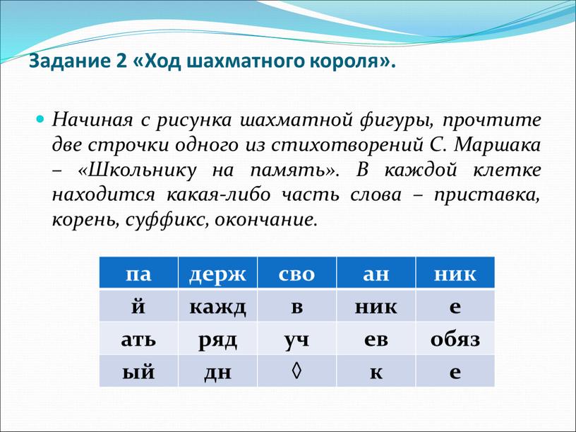 Задание 2 «Ход шахматного короля»