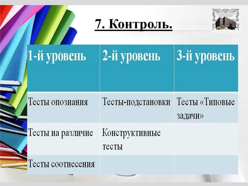 7. Контроль.