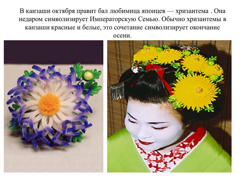 В канзаши октября правит бал любимица японцев — хризантема