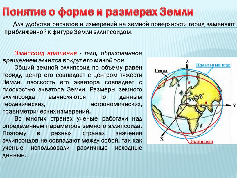 Понятие о форме и размерах Земли