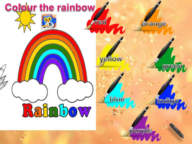 red orange yellow green blue indigo purple Colour the rainbow