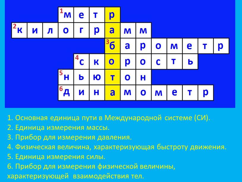 Основная единица пути в Международной системе (СИ)