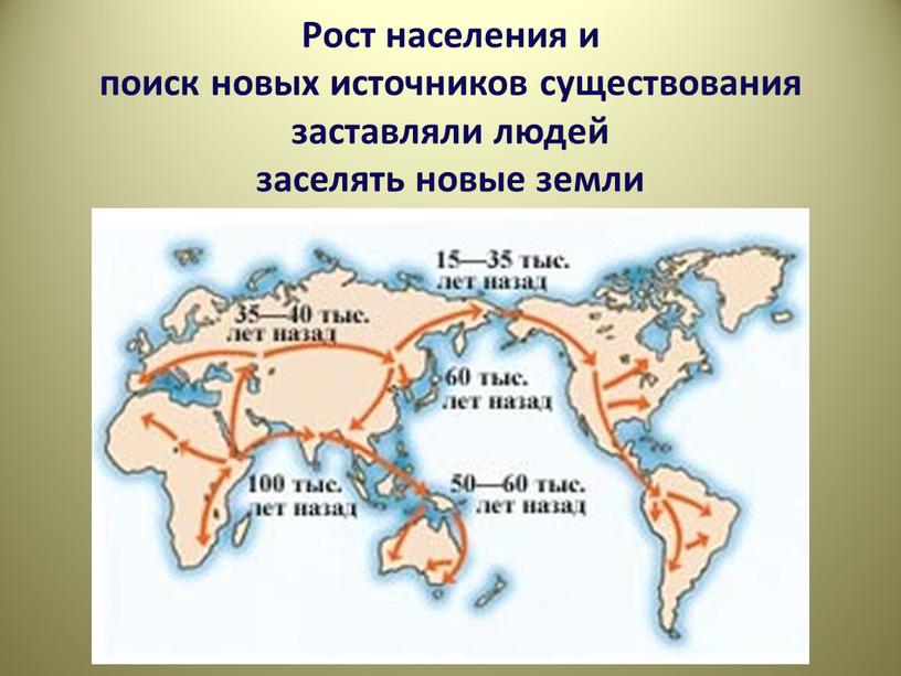 Рост населения и поиск новых источников существования заставляли людей заселять новые земли