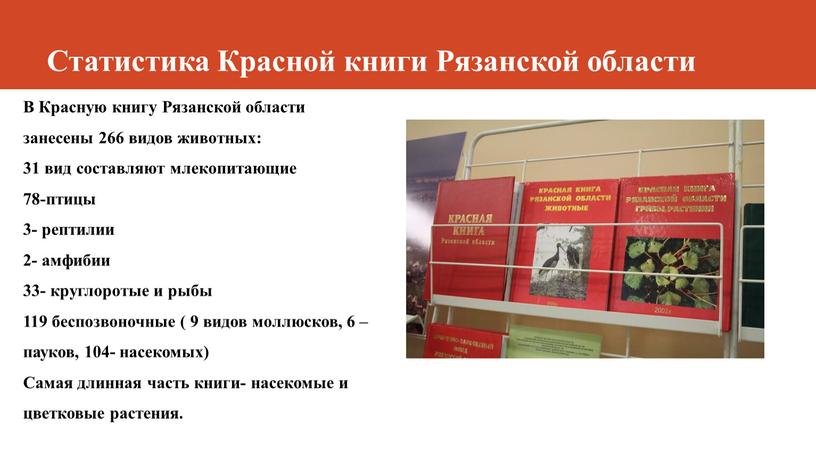 Статистика Красной книги Рязанской области