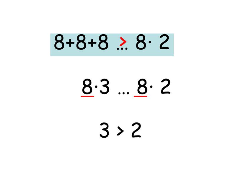 8+8+8 … 8· 2 8∙3 … 8· 2 3 > 2 >