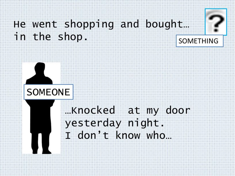 He went shopping and bought… in the shop