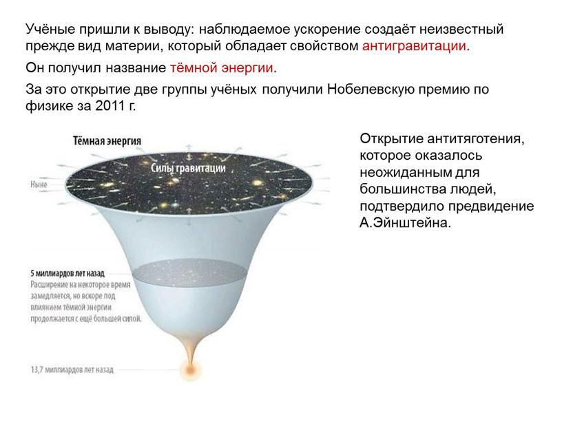 Учёные пришли к выводу: наблюдаемое ускорение создаёт неизвестный прежде вид материи, который обладает свойством антигравитации