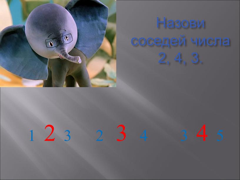 Назови соседей числа 2, 4, 3. 1 2 3 3 4 5 2 3 4