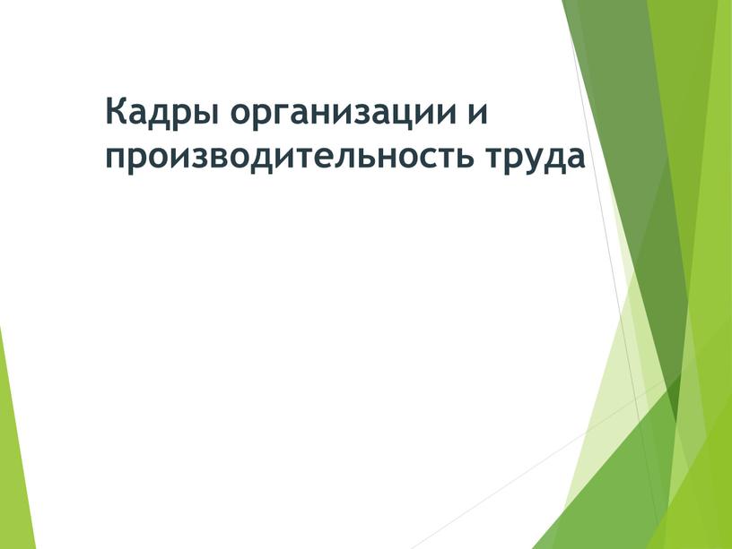 Кадры организации и производительность труда