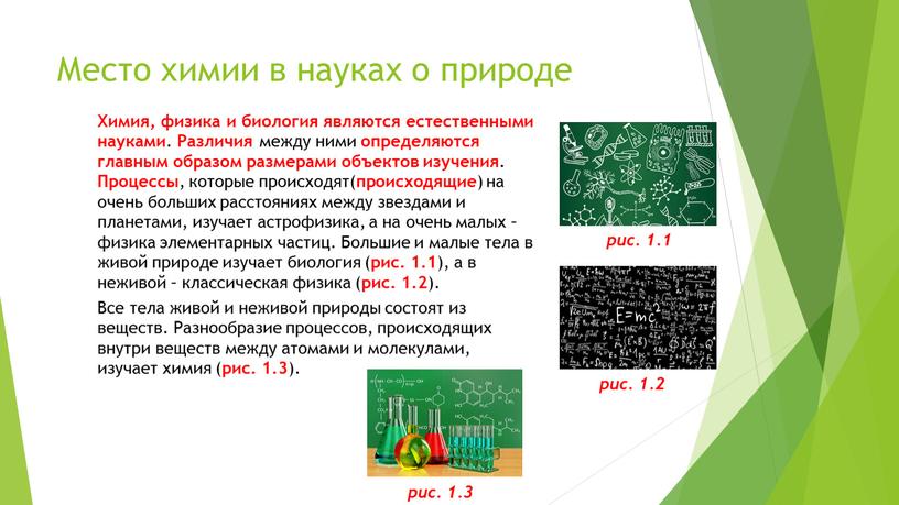 Место химии в науках о природе