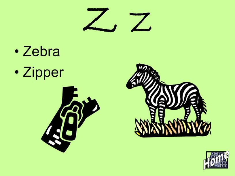 Z z Zebra Zipper