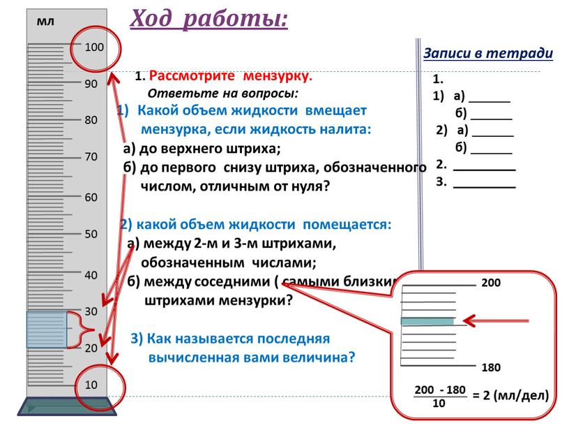 Ход работы: Записи в тетради 1