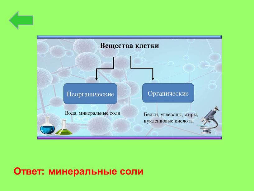 Ответ: минеральные соли