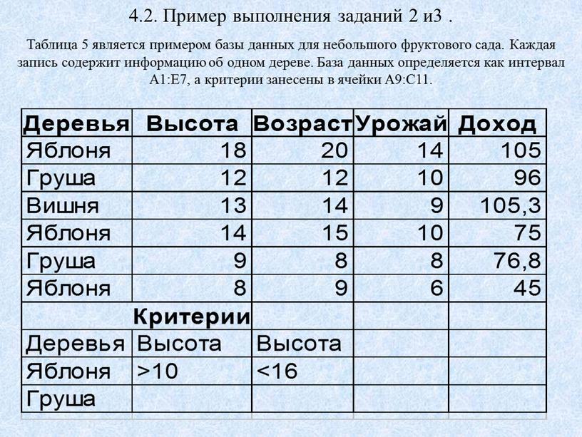 Пример выполнения заданий 2 и3