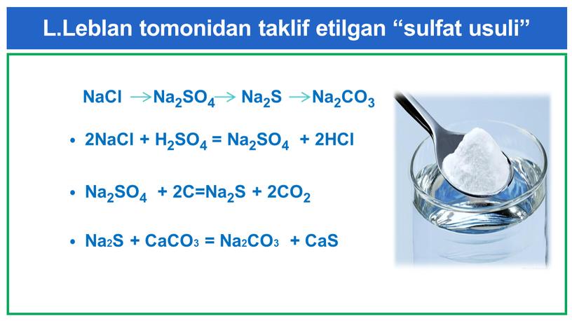 L.Leblan tomonidan taklif etilgan “sulfat usuli”