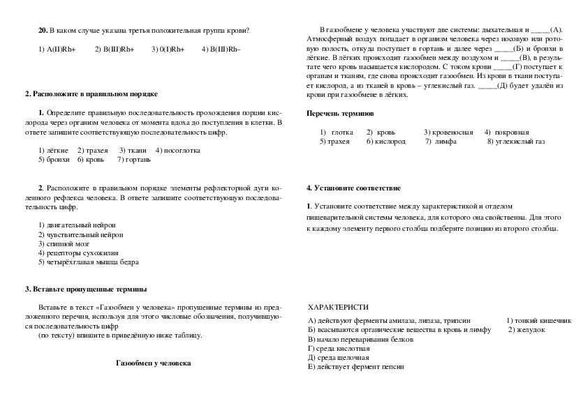 Итоговая контрольная работа по биологии 8 класс какой буквой на рисунке обозначена бедренная кость