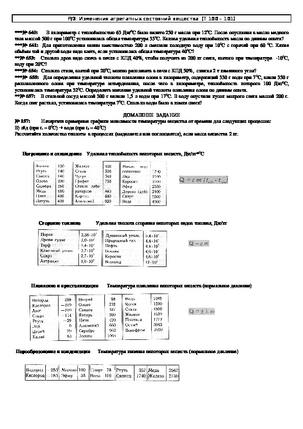Обложка для материала Решение задач "Тема 100 - 101: Изменение агрегатных состояний вещества" 10 класс